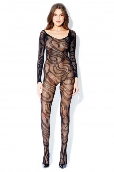 Hauty - Long Sleeve Large Scale Swirl Pattern Bodystocking. - HAU2519