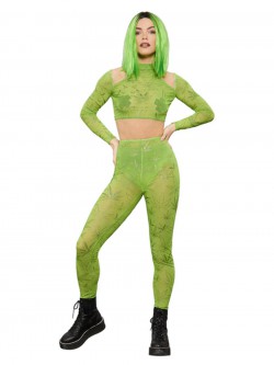 Fever - Fever Cannabis Sheer Crop Top & Leggings - FV61136