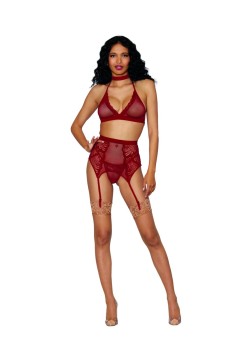 Dreamgirl - Women's Fishnet and Lace Four-Piece Set - DG11776