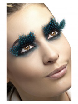 Fever - Eyelashes, Large Feather with Aqua Dots, Black - FV24234