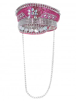 Fever - Fever Deluxe Sequin Studded Captains Hat, Hot Pink - FV53026