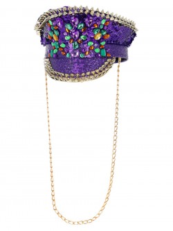 Fever - Fever Deluxe Sequin Studded Captains Hat, Purple - FV53023