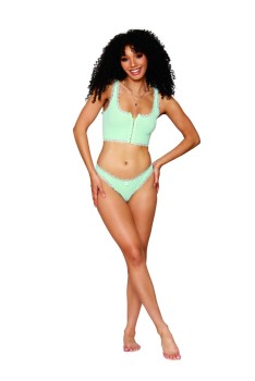 Dreamgirl - Women's Rib knit sleepwear bralette and thong set - DG12793