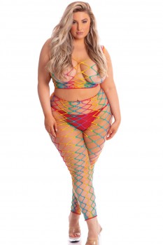 Pink Lipstick - Roy G. Biv 2Pc Bodystocking - PL23078X
