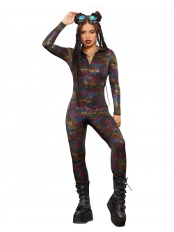 Fever - Fever Miss Whiplash Geometric Print Catsuit - FV61998