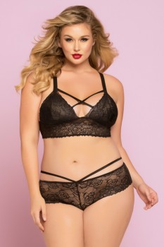Seven Til Midnight - Rose Galloon Lace Bralette With Lattice Back Detail And Picot Elastic Trim - STM10784X