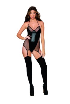 Dreamgirl - Women's Two-layer stretch fishnet garter slip - DG12804