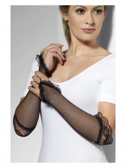 Fever - Fingerless Fishnet Gloves Black, Black - FV22550