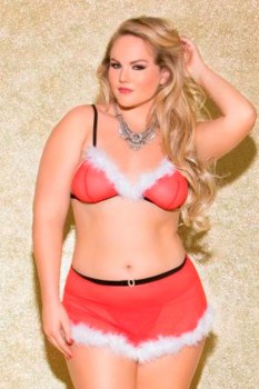 Glitter - Santa 2Pc W/Faux Feather Trim - GL34012X