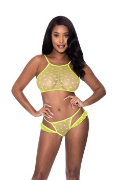 Exposed - Halter Crop Bra & Cheeky Panty Set - MSM315