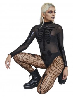 Fever - Fever Sheer Skeleton Bodysuit, Black - FV52185