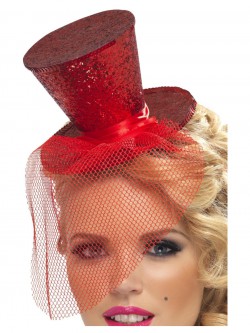 Fever - Fever Mini Top Hat on Headband, Red - FV21298