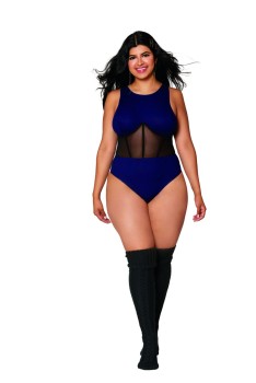 Dreamgirl - Women's Plus Size Rib knit sleepwear teddy - DG12798X