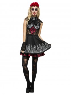 Fever - Fever Day of the Dead Costume, Black - FV44541