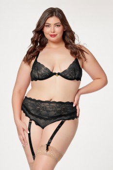 Seven Til Midnight - Floral lace bra and high waisted panty set - STM11483X