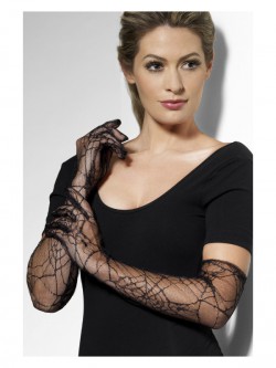 Fever - Lace Gloves, Black - FV22549