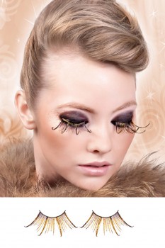Baci Lingerie - Brown-Gold Feather Eyelashes - BE496