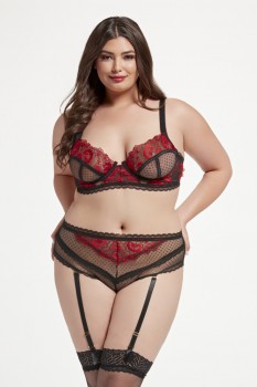 Seven Til Midnight - Floral embroidery bra and high waisted panty set - STM11446X