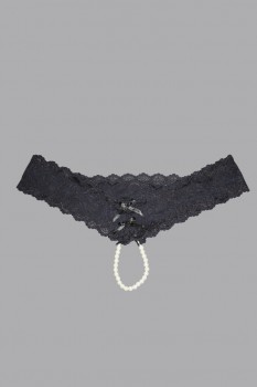 Icollection - Lace And Open Crotch Pearl String Cheeky - IC7119X