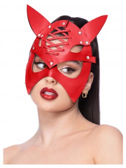 Fever - Fever Red Mock Leather Devil Mask - FV53009