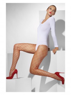 Fever - Diamond Net Tights, Red - FV42762