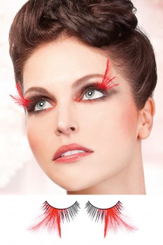 Baci Lingerie - Black-Red Feather Eyelashes - BE624