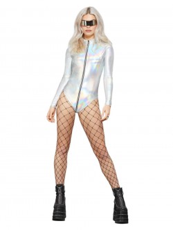 Fever - Fever Miss Whiplash Mirror Holographic Bodysuit - FV61996