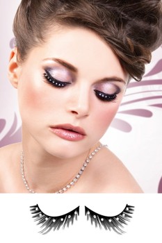 Baci Lingerie - Black-White Rhinestone Eyelashes - BE586