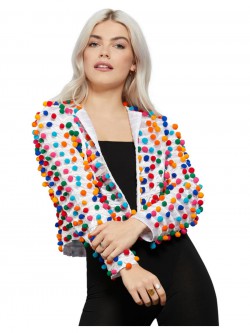 Fever - Fever Pom Pom Festival Jacket, Rainbow - FV74004