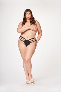 Seven Til Midnight - Strappy, pleather studded and O ring embellished thong - STM11540X