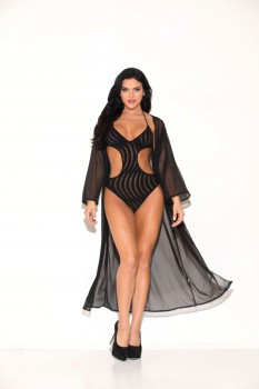 Glitter - 3/4 Sleeve Mesh Robe - GL37534