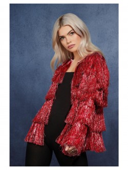 Fever - Fever Tinsel Festival Jacket, Red - FV74008