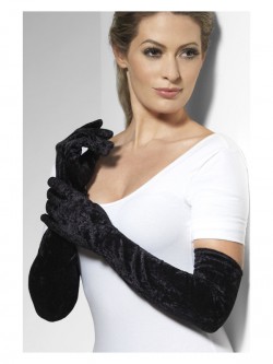 Fever - Velveteen Gloves, Black - FV22546