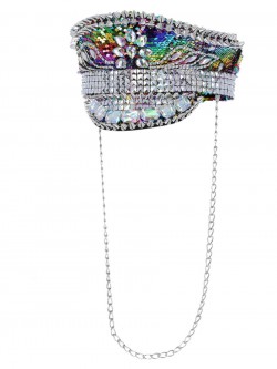 Fever - Fever Deluxe Sequin Studded Captains Hat, Rainbow - FV53024