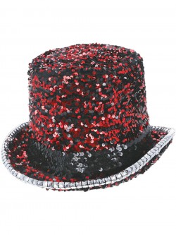 Fever - Fever Deluxe Felt & Sequin Top Hat, Red - FV53038