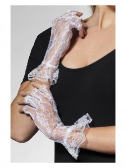 Fever - Fingerless Lace Gloves, White - FV25042