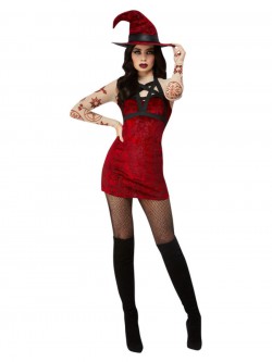 Fever - Fever Satanic Witch Costume, Red - FV11956