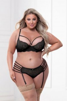 Seven Til Midnight - Two Piece Strappy Lace Bra And Panty Set - STM11336X