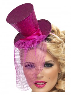 Fever - Fever Mini Top Hat on Headband, Hot Pink - FV21194