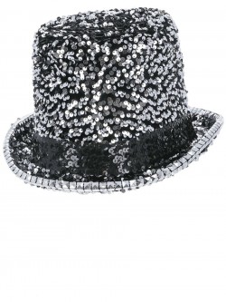 Fever - Fever Deluxe Felt & Sequin Top Hat, Silver - FV53034