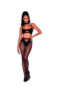 Dreamgirl - Women's Bralette & Pantyhose Bodystocking Set with Snap Neck Closure - DG0390