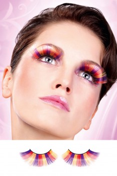 Baci Lingerie - Purple-Orange-Yellow Glitter Eyelashes - BE517