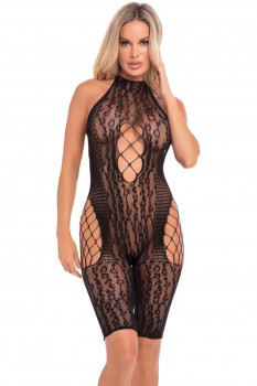 Pink Lipstick - Spin Me Bikeshort Bodystocking - PL27032