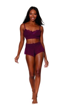 Dreamgirl - Women's Rib-knit sleepwear bralette and short set - DG12791