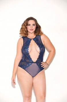 Glitter - Two Toned No Cup Lace Teddy - GL35065X