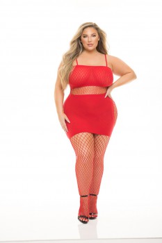 Pink Lipstick - Set The Tone 3Pc Fishnet Set - PL23104X