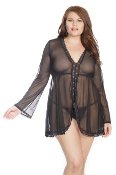 Coquette - Diva Babydoll With Flared Long Sleeves & G-String - CQ7166X